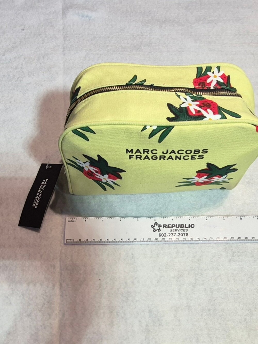 Marc Jacobs Lime Green/Yellow Floral Canvas Cosmetic Case NWT